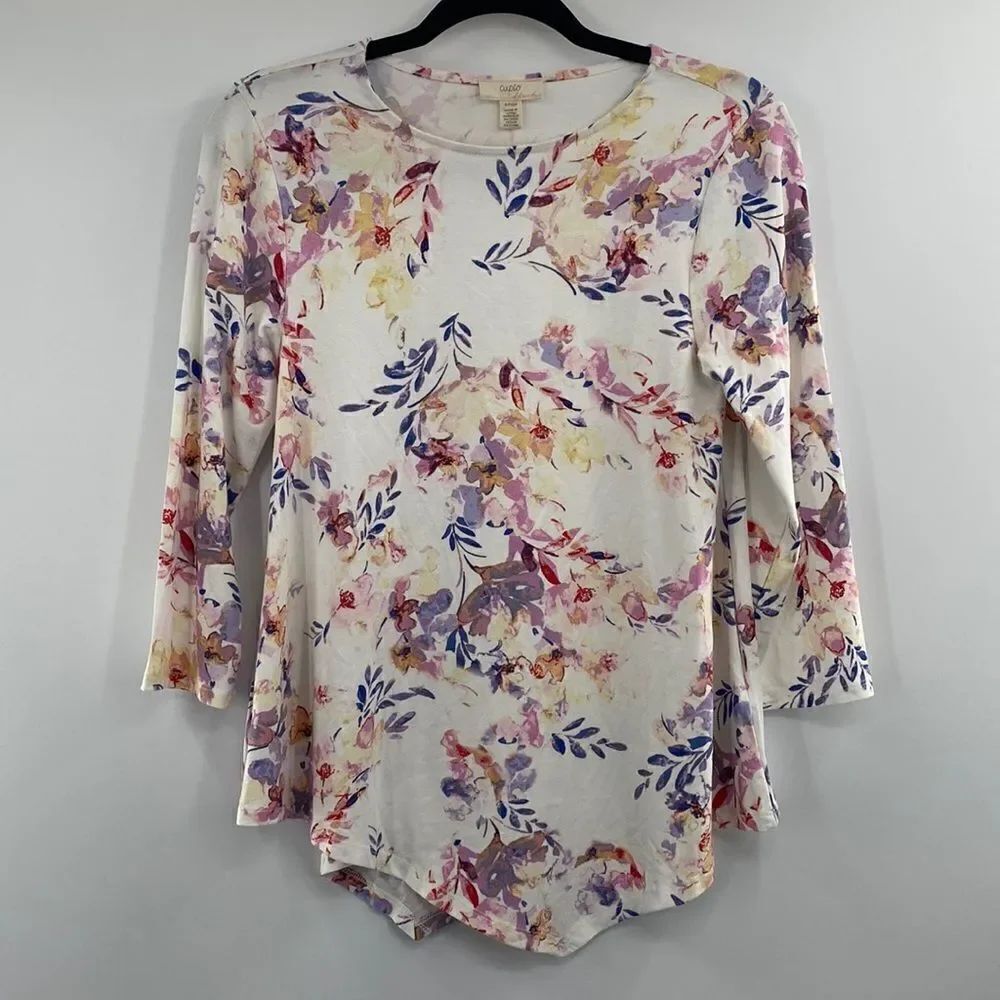 3For$20 Cupio Front Angeled Longsleeve Top White/Pink/Purple/Yellow size Small